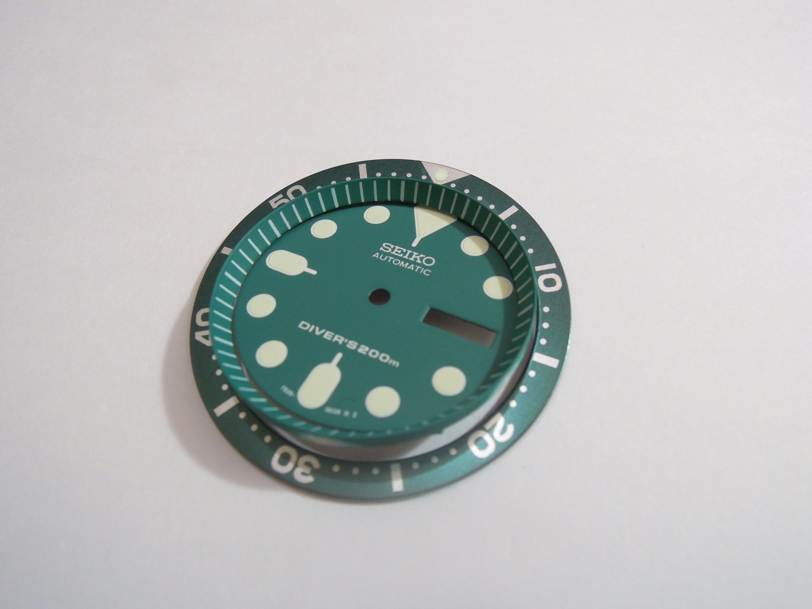 NEW GREEN FLAT BEZEL INSERT 38MM LARGE DIVERS SKX007/7002-7001/6309-7040 WATCH