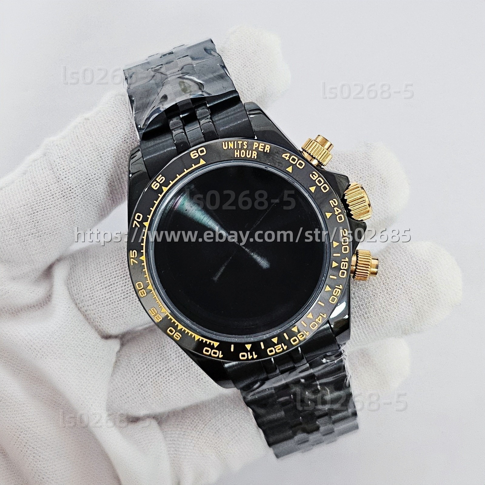39mm VK63 Case + Steel Bracelet Plated Sapphire Crystal Fit Quartz