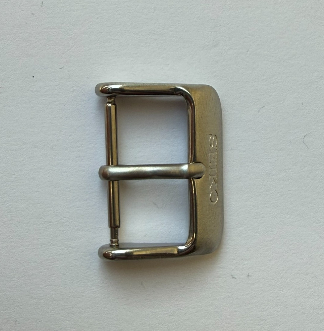 Genuine Original Seiko Brushed Steel Watch Pin Buckle 20mm Leather Rubber Strap