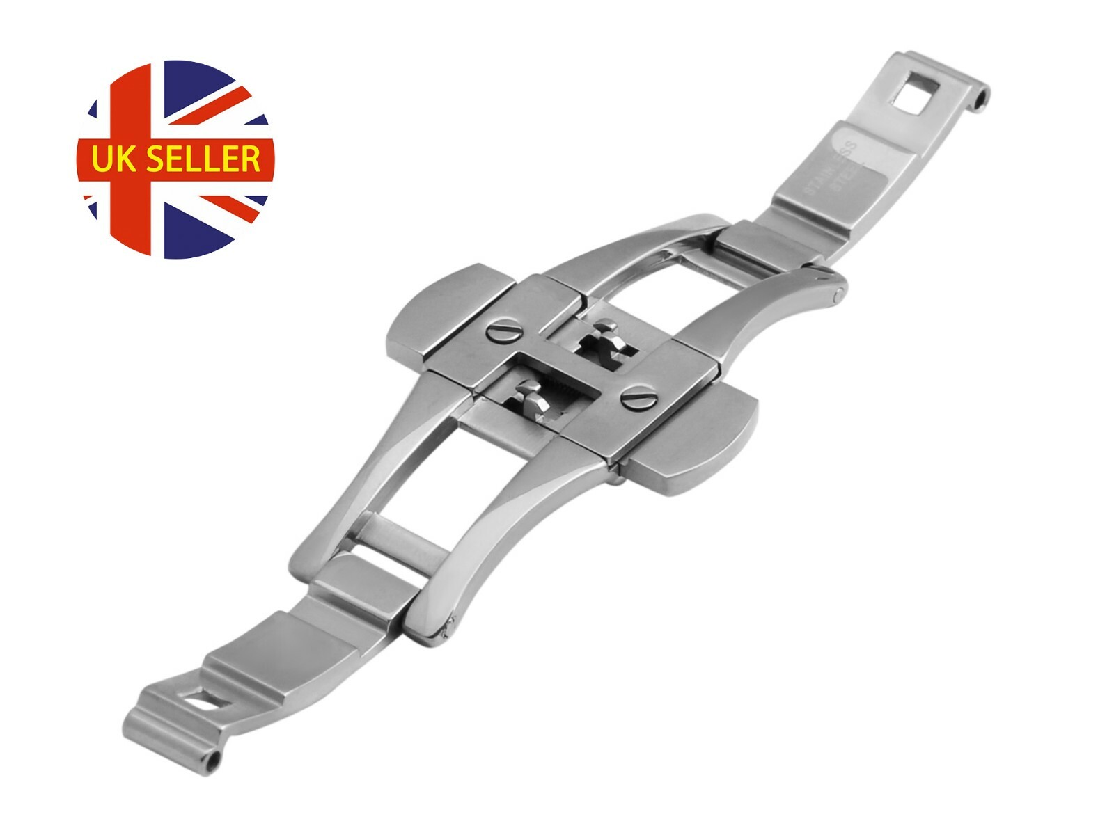 For EMPORIO ARMANI Steel Silver Deployment Clasp Buckle 18-22mm Watch Strap Band
