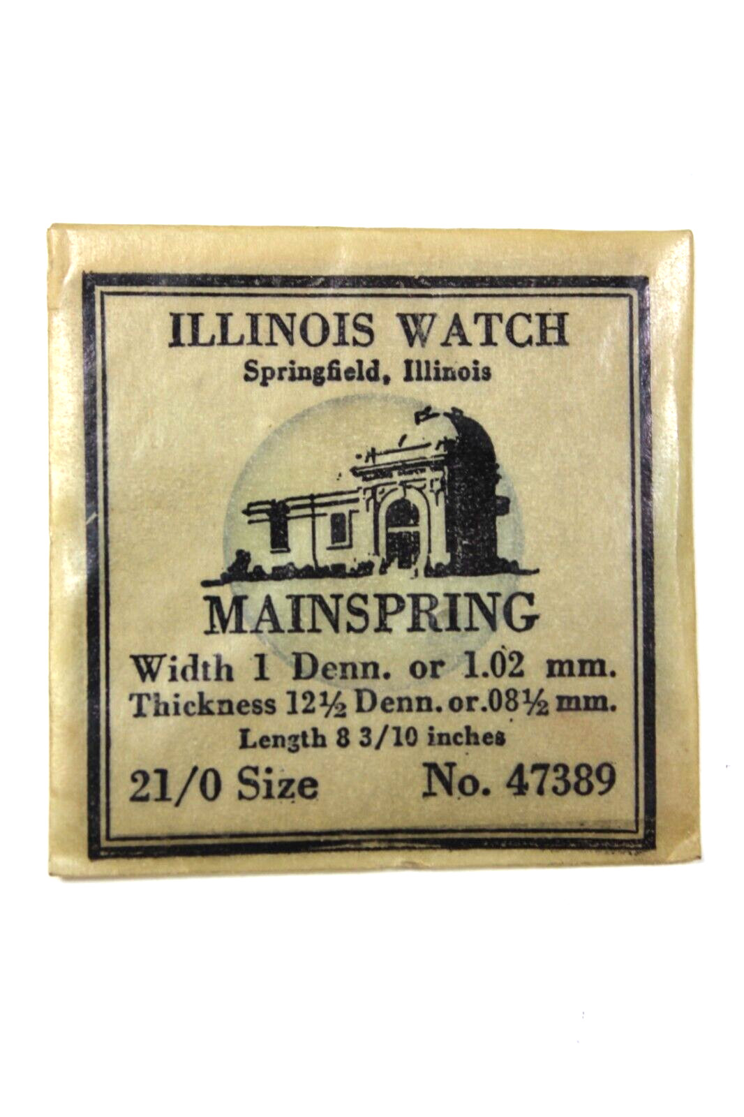 ILLINOIS WATCH 21/0 Size No. 47389 Mainspring – Springfield, Illinois
