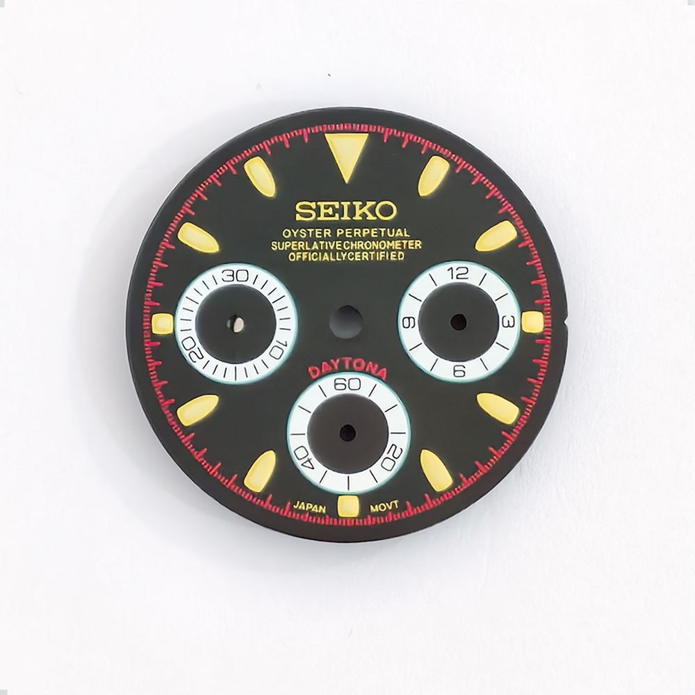 Watch Dial 29.5mm Green Luminous For Seiko VK63 Quartz Meteorite pattern Dials