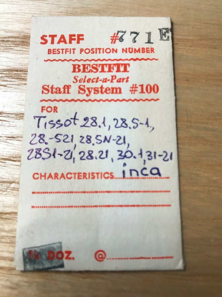 BALANCE STAFF for TISSOT 11.7 27 28.1 711 709 -5 different calibers