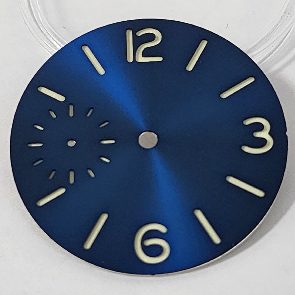 37mm black blue green white watch dial fit ETA 6497 or Seagull ST3600 movement