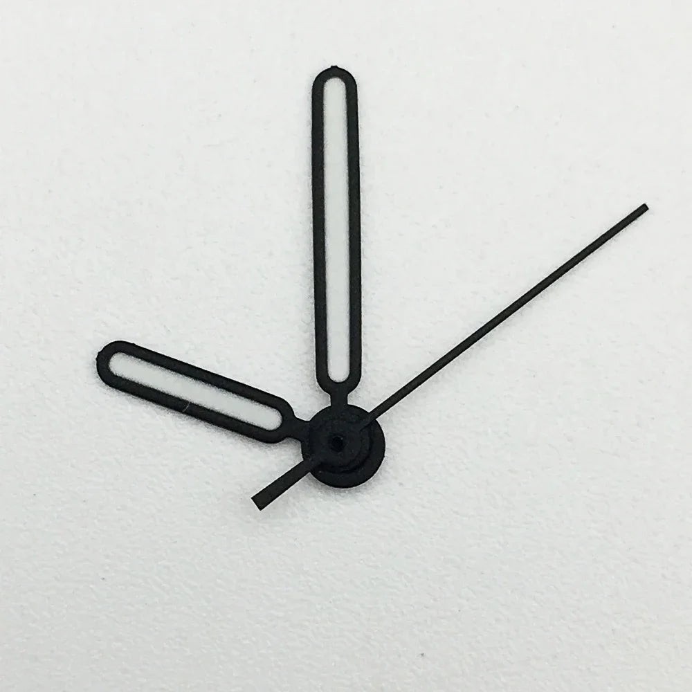 Black/Silver Trim Watch Hands with Green Luminous for 8215/2813 Movement