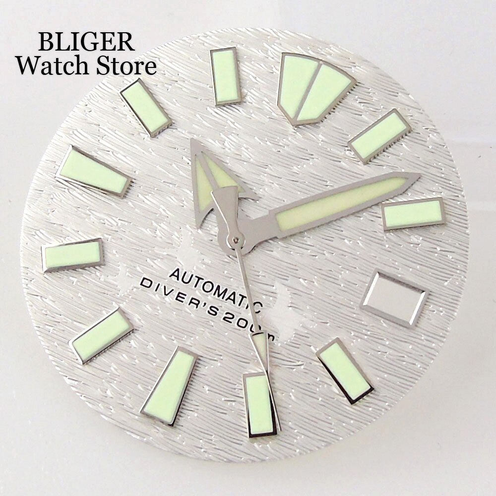29MM Green White Blue Watch Dial Luminous Date Window Fit NH35 NH36 NH36A Parts
