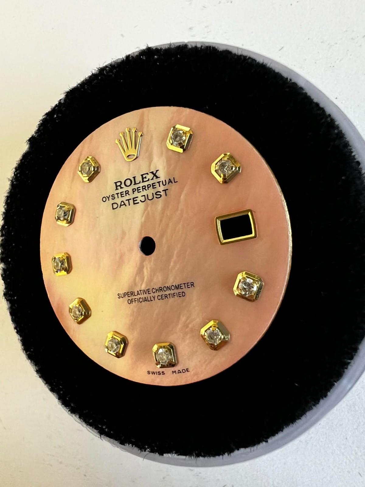 Rolex Datejust 36mm Custom Pink Mother of Pearl Diamond Dial Yellow Gold