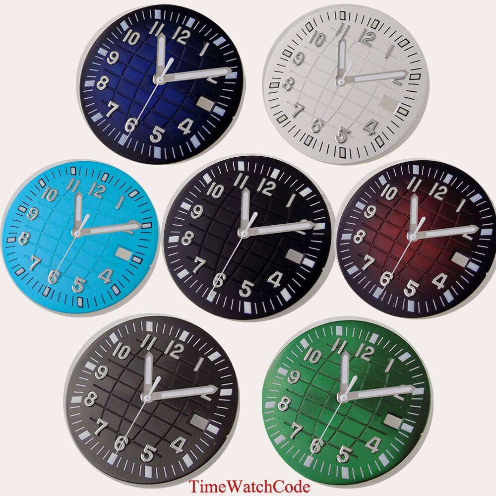 33mm Watch Dial Striped Watch Face Date Fit NH35/NH36 Date Luminous Dial Hands