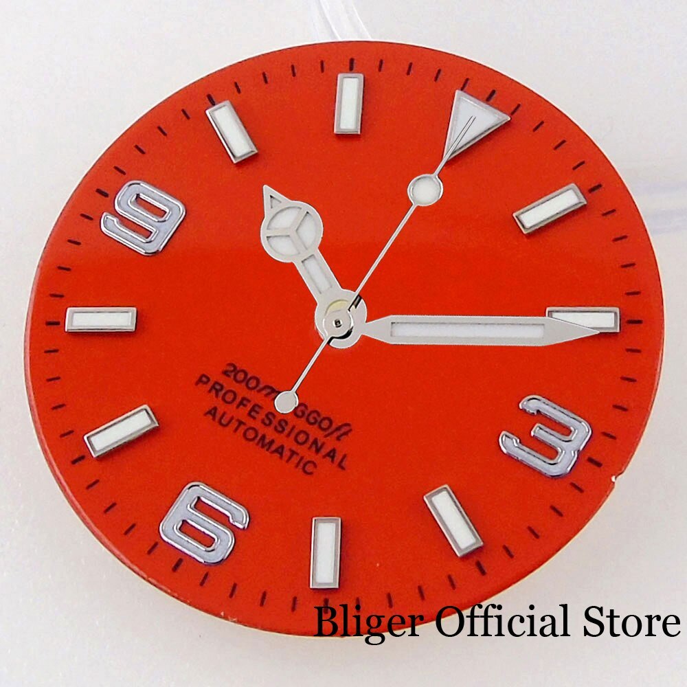29MM Silver Red Black Watch Dial Face fit NH35A NH36A PT5000 MIYOTA ETA2824 Part