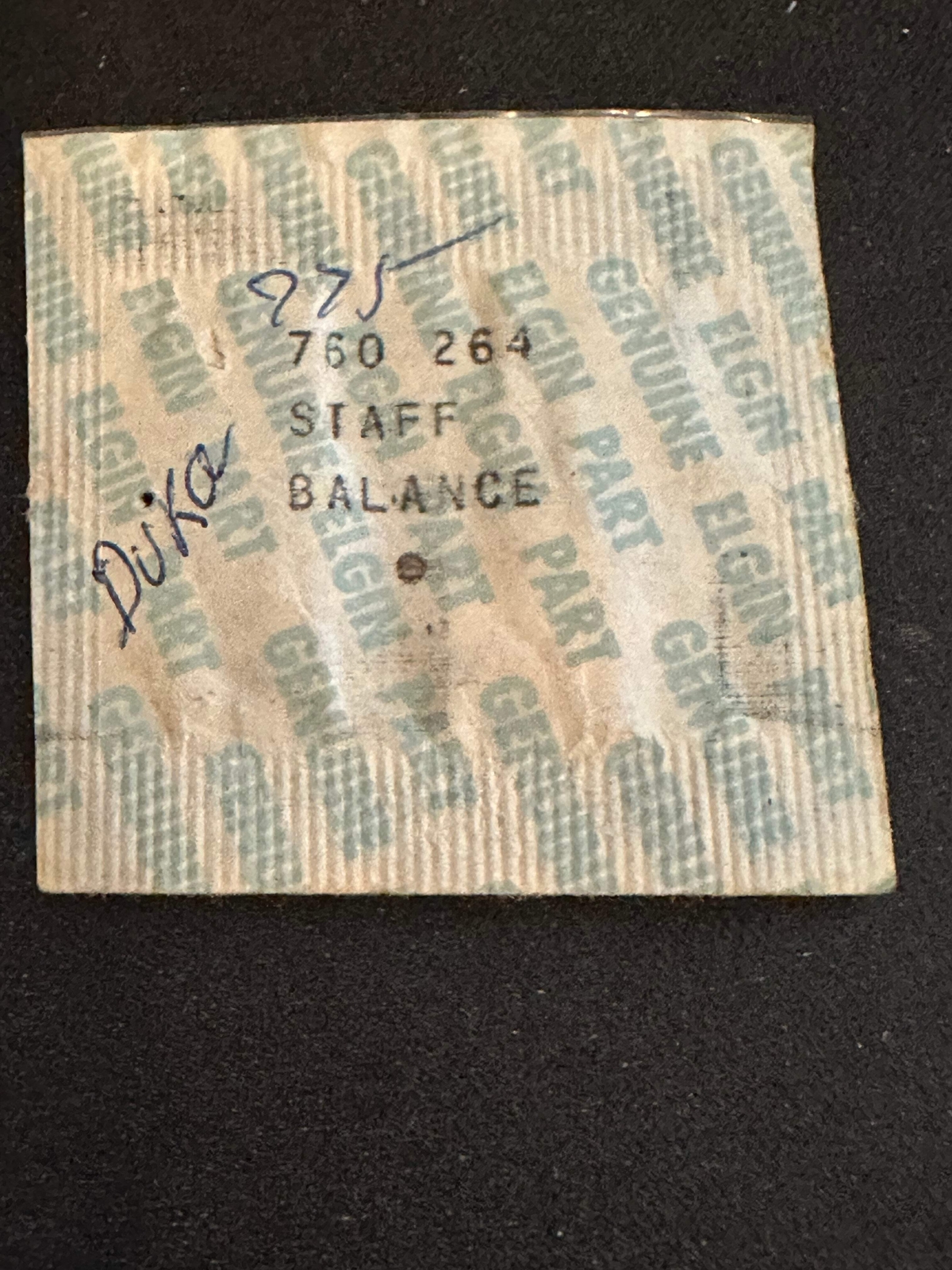 Elgin Factory balance staff for 6/0s grade 760 to 762, 770 to 780 & 780 to 787 m