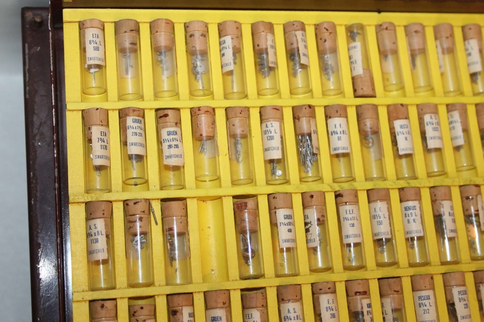 Swartchild & Co 2 Drawer Metal Cabinet w/ 217 vials Swiss Staffs & Stems